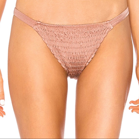 NWT TORI PRAVER SMOCKED BOTTOMS CHAMPAGE COLOR BIKINI SWIM BOTTOMS - Picture 3 of 8